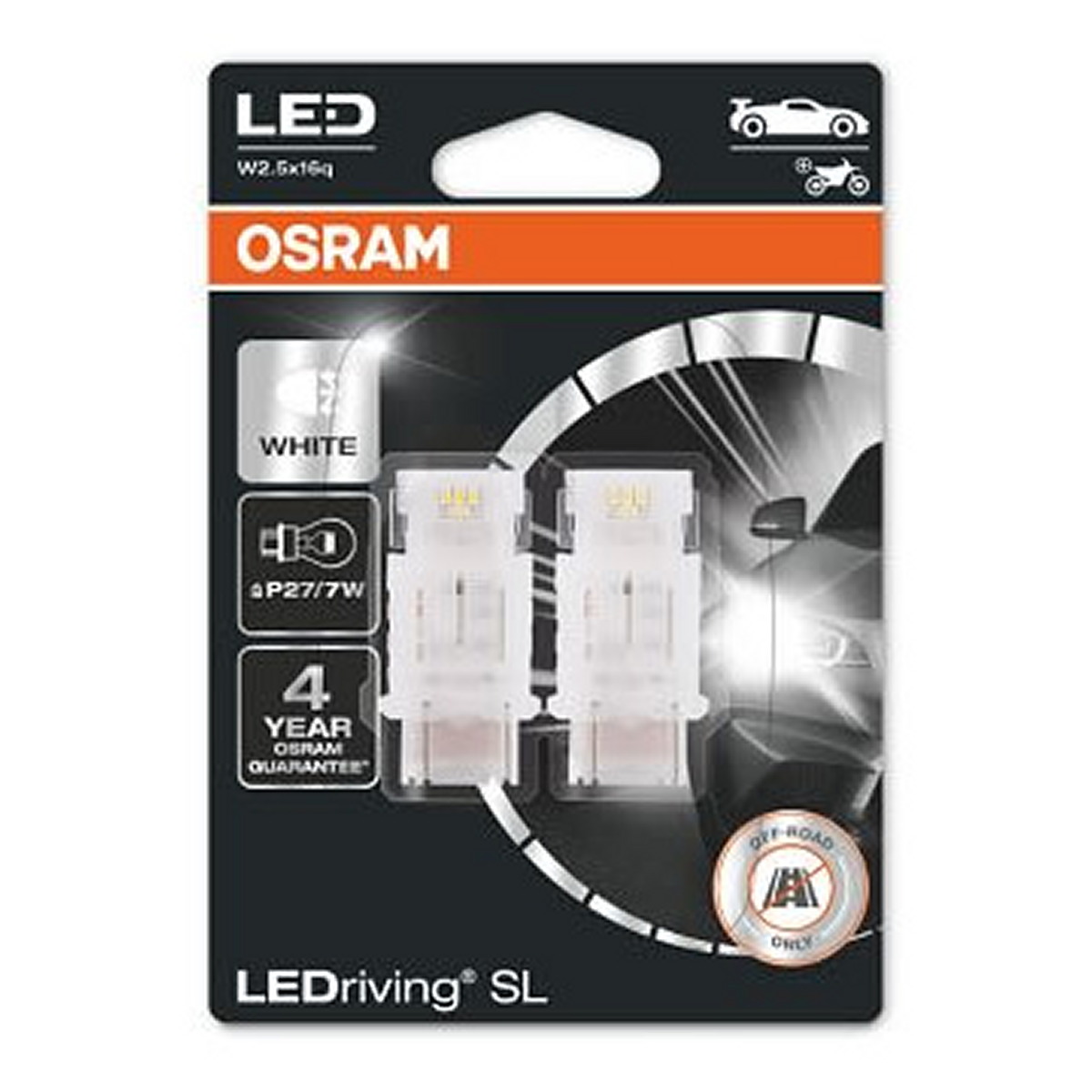 LED лампочка (упаковка-блістер 2шт) P27/7W 12В 2Вт без гомологічного сертифікату LEDriving SL, Білий 6000K фото 6