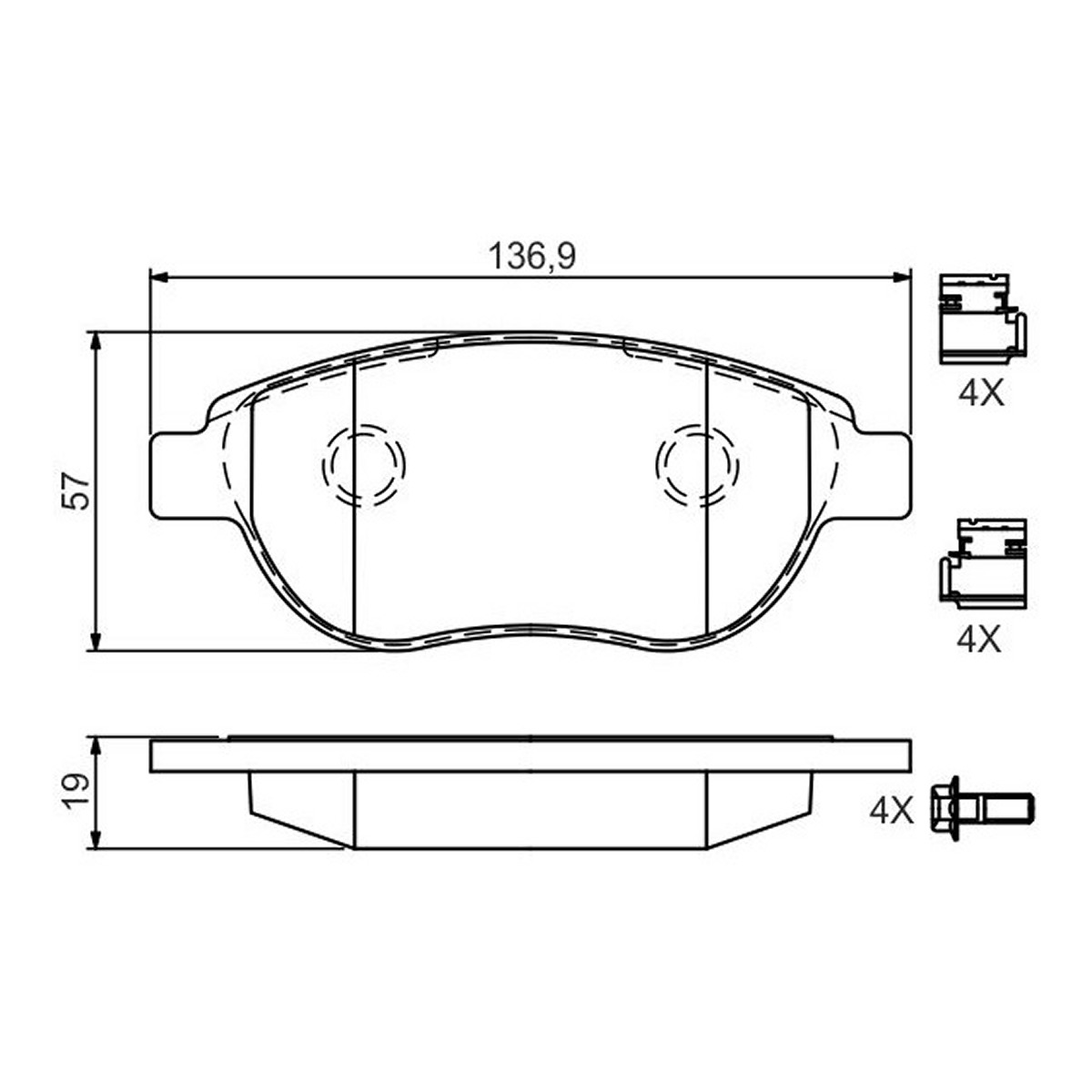 Комплект гальмівних колодок передн , CITROEN BERLINGO, C3 I, C4, C4 I, XSARA, XSARA PICASSO, FIAT DOBLO, PEUGEOT 1007, 206, 207, 307, PARTNER 1.3D-2.0D 02.98- фото 5