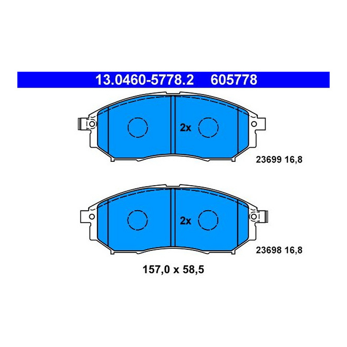 Комплект гальмівних колодок передн , INFINITI EX, FX, G, M, M37, M45, Q45 III, Q60, Q70, QX50 I, QX70, NISSAN CEDRIC X, MAXIMA VI, MURANO I, MURANO II, NAVARA, NAVARA NP300 1.6-5.6 05.98- фото 4
