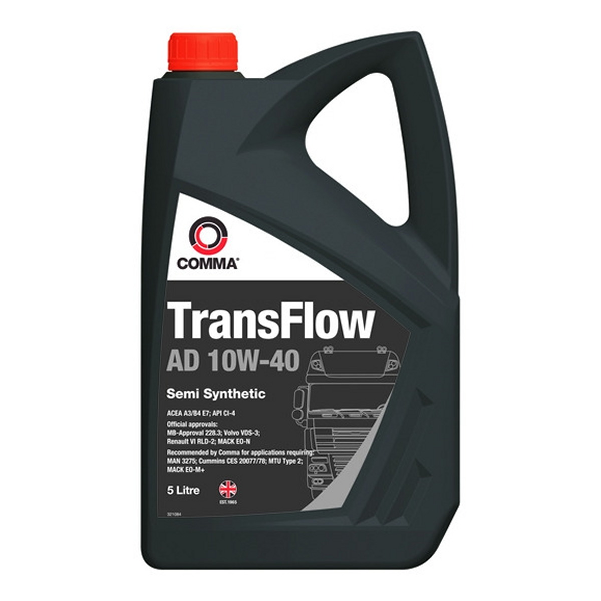 Моторна олива TRANSFLOW (5L) 10W40 ,API CI-4, SL, ACEA A3, B4, E7, CUMMINS 20077, CUMMINS 20078, MACK EO-M PLUS, MAN 3275, MB 228.3, MB 229.1, RENAULT RLD-2, VOLVO VDS-3