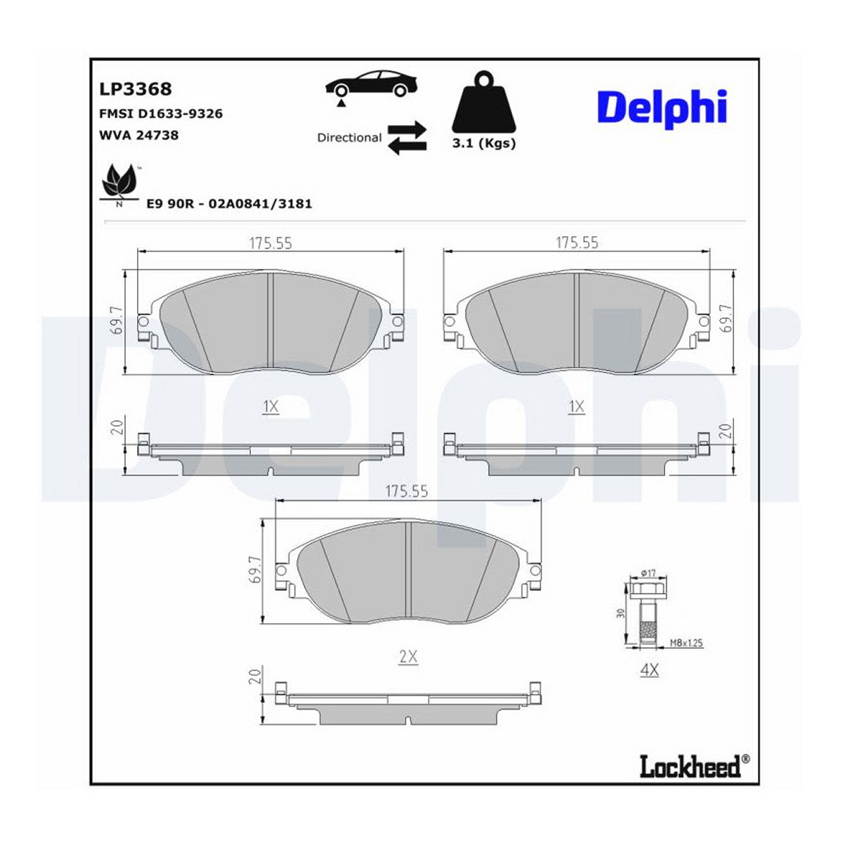 Комплект гальмівних колодок передн , AUDI Q3, CUPRA FORMENTOR, VW ARTEON, ARTEON SHOOTING BRAKE, GOLF ALLTRACK VIII, GOLF VIII, PASSAT ALLTRACK B8, PASSAT B8, TIGUAN 1.0-2.0D 08.14- фото 3