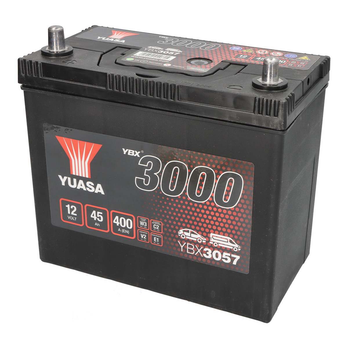 Акумулятор YUASA 12В 45Агод./400А YBX3000 SMF (L+ стандартні клеми) 238x129x225 B00 - без монтажного фланця (пусковий) фото 4