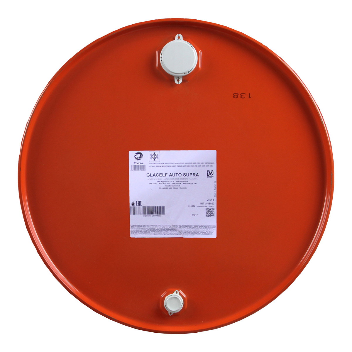 Концентрат антифризу GLACELF (тип охолоджувача G12/G30) (208L, 1:1=-37°C), без силікатів, червоний, стандартний: ASTM D3306, ASTM D4656, ASTM D4985, ASTM D6210, BS 6580, DEUTZ DQC CB-14, GM 6277M, LEY