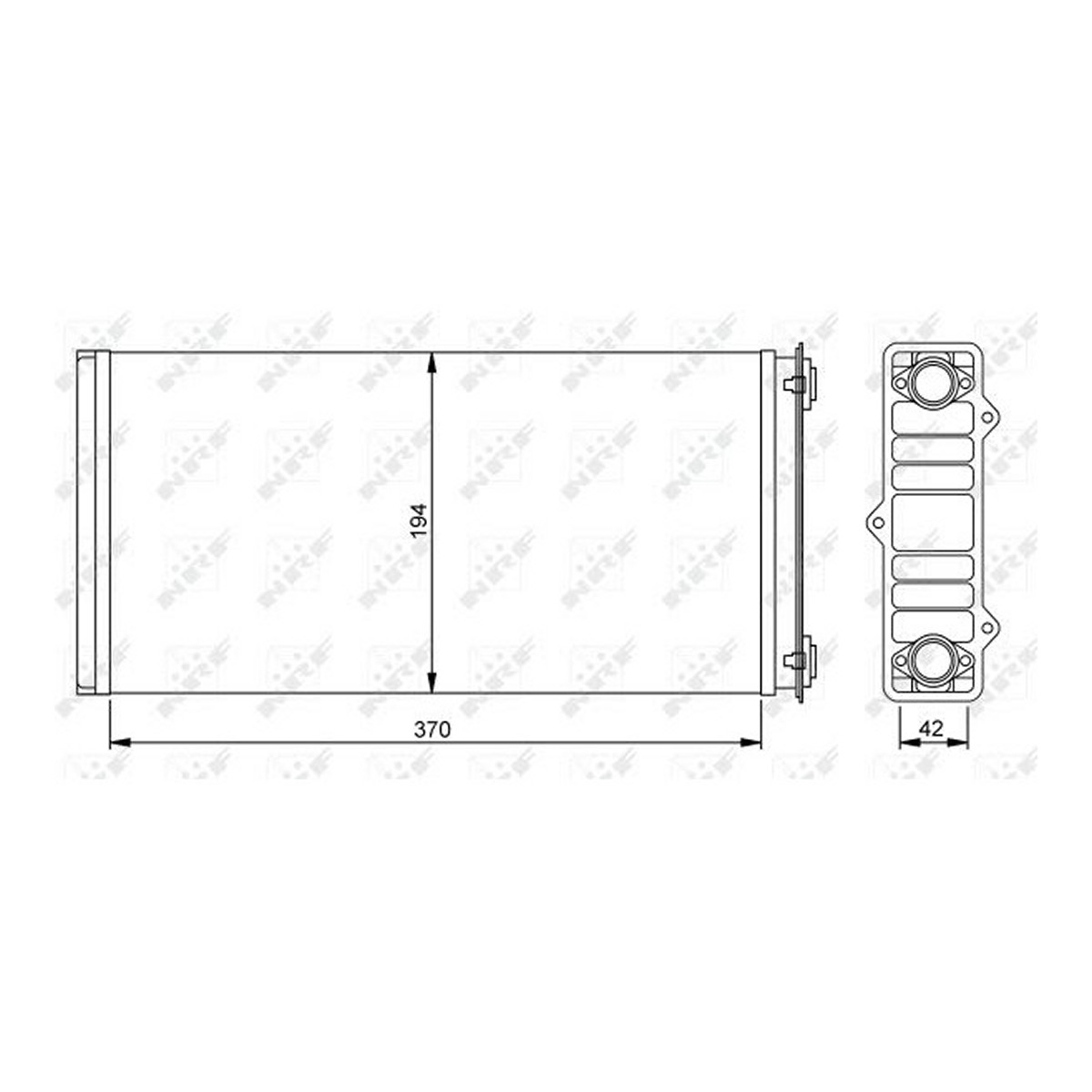 Радіатор пічки (370x194x42мм) DAF 65 CF, 75 CF, 85 CF, 95 XF, CF 65, CF 75, CF 85, XF 105, XF 95 CE136C-XF355M 01.97- фото 8