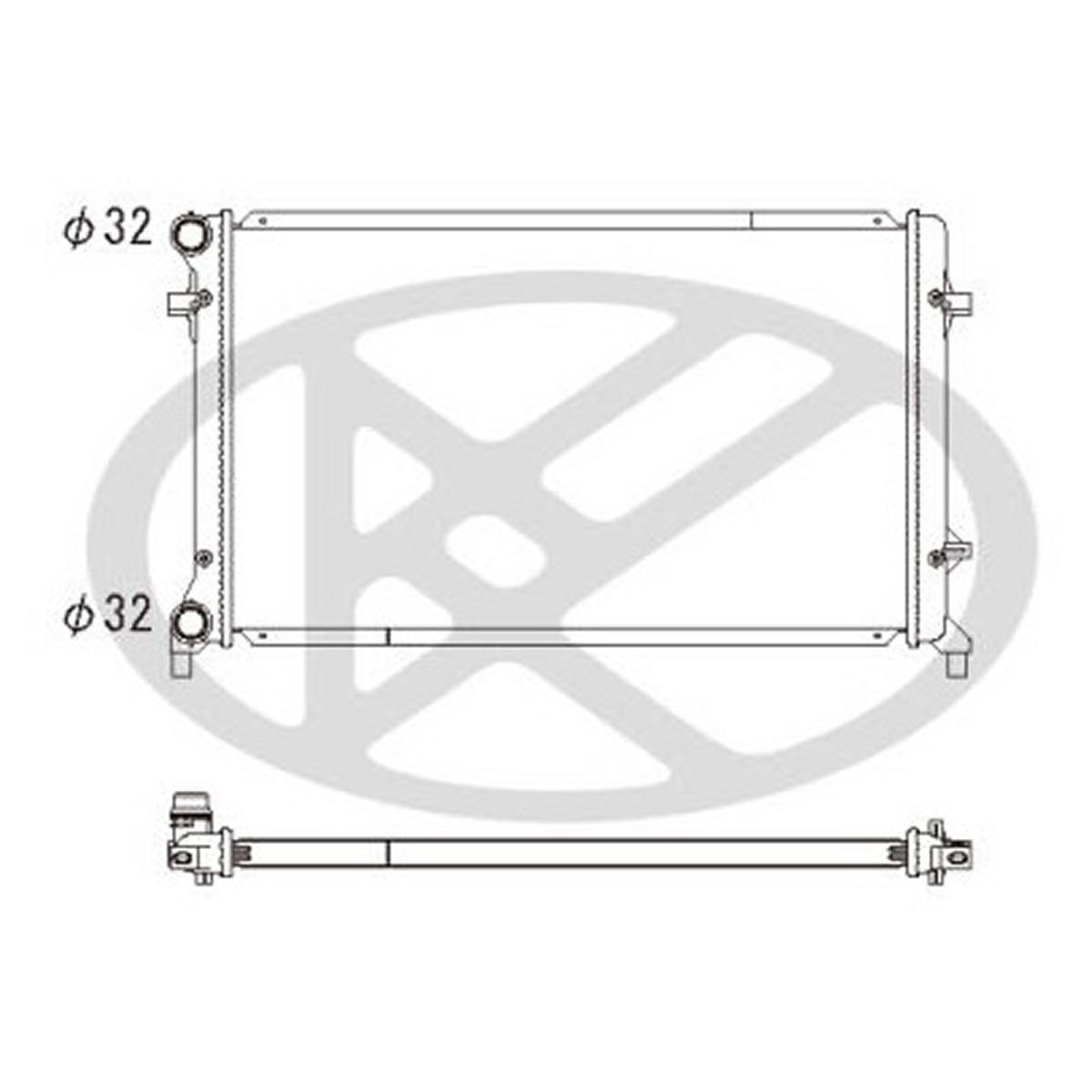 Радіатор двигуна (акпп/мкпп) AUDI A3, SEAT ALTEA, ALTEA XL, LEON, TOLEDO III, SKODA OCTAVIA I, OCTAVIA II, RAPID, SUPERB II, YETI, VW BEETLE, CADDY ALLTRACK IV, CADDY III 1.2-2.5 10.97-09.20 фото 4