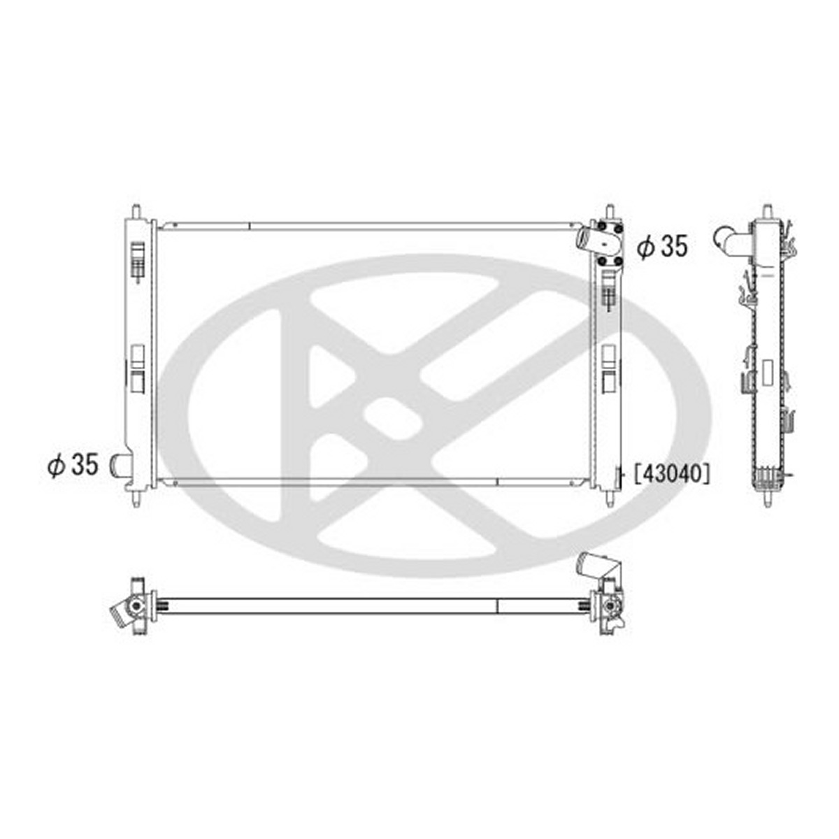 Радіатор двигуна CITROEN C-CROSSER, C-CROSSER ENTERPRISE, C4 AIRCROSS, MITSUBISHI ASX, LANCER VIII, OUTLANDER II, PEUGEOT 4007, 4008 1.6-3.0 11.06- фото 4