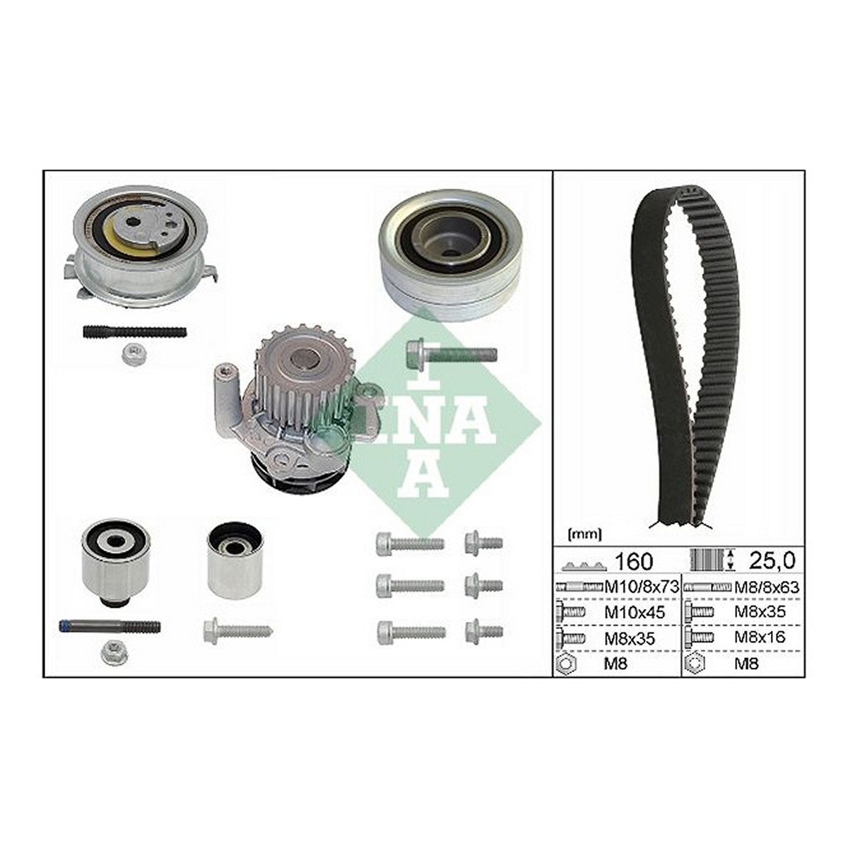 Комплект ГРМ + помпа VW Caddy 1.6TDI-2.0TDI 09-15/ VW Crafter 2.0TDI 11-16 Schaeffler INA фото 11