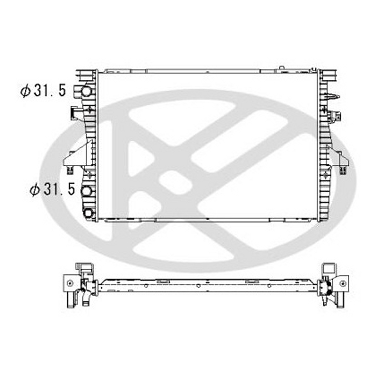 Радіатор двигуна VW CALIFORNIA T5 CAMPER, MULTIVAN T5, POLO IV, TRANSPORTER T5 1.9D-3.2 09.02- фото 4