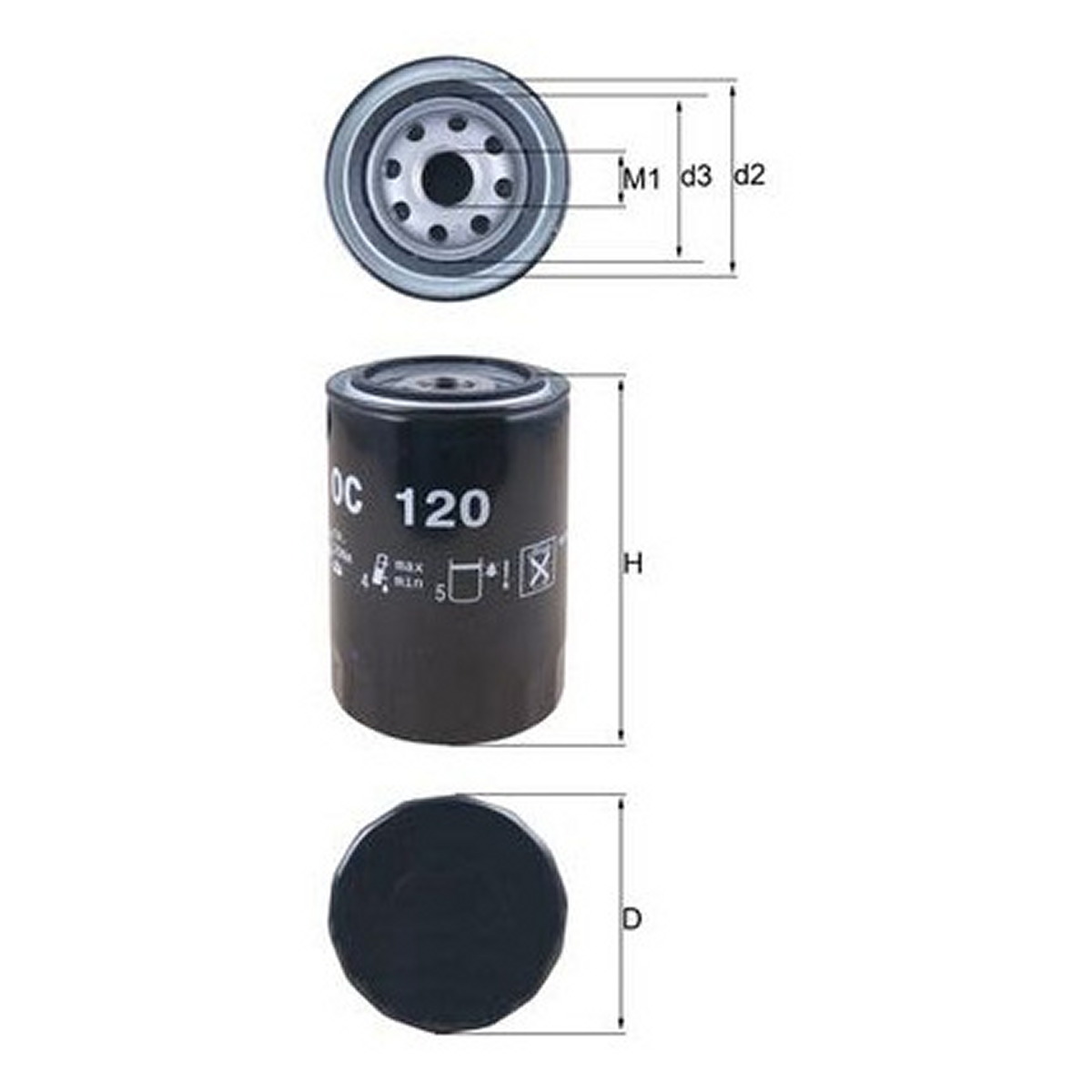 Масляний фільтр DAIHATSU ROCKY, TAFT, GREAT WALL PEGASUS, NISSAN CABSTAR, TOYOTA CELICA, COROLLA, CORONA, CRESSIDA, DYNA, DYNA 150, HIACE III, HILUX III, HILUX IV, HILUX V 1.2-3.3D 04.70-12.08