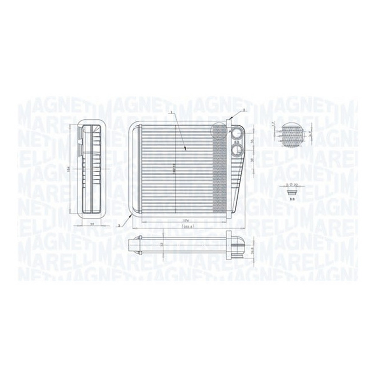 Радіатор пічки AUDI A3, Q3, TT, SEAT ALHAMBRA, ALTEA, ALTEA XL, LEON, TOLEDO III, SKODA OCTAVIA II, SUPERB II, YETI, VW BEETLE, CADDY ALLTRACK IV, CADDY III, CADDY IV, CC B7 1.0-3.6 02.03-12.22 фото 3